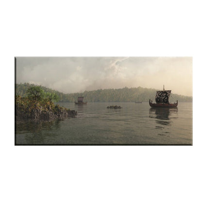 Tableau drakkar dans une baie